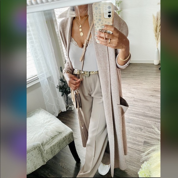 MaxSport Long Cardigan Duster Sand Nude Large - Picture 3 of 11